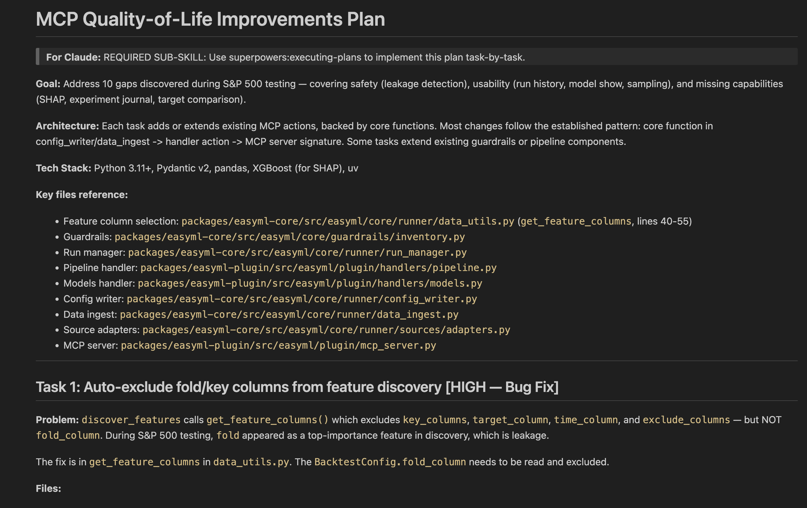 MCP Quality-Of-Life Plan